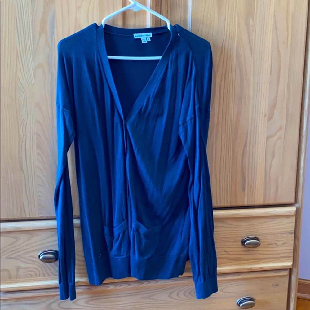 Lacoste long navy blue cardigan